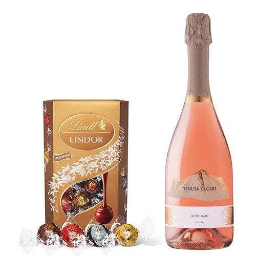 Tenuta Di Cart Spumante Rose Mari 75cl With Lindt Lindor Assorted Truffles 200g